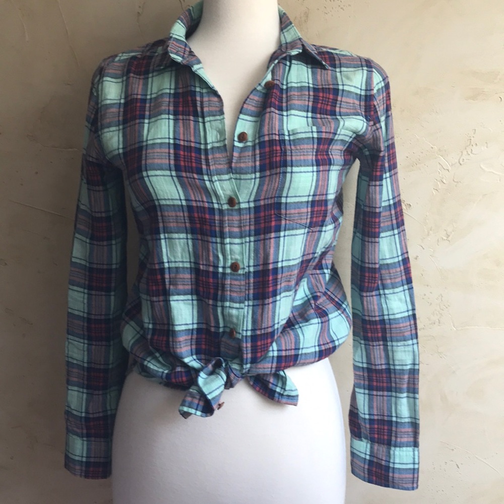 J Crew plaid cotton shirt size 2